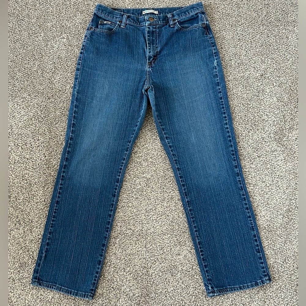 LEE RELAXED STRAIGHT LEG AT THE WAIST BLUE DENIM JEANS SIZE 12 M WOMENS
